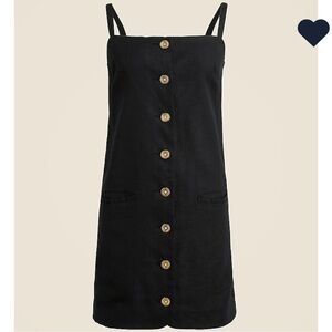 J. Crew Claudia in Linen Little Black Mini Dress Button Front Sleeveless